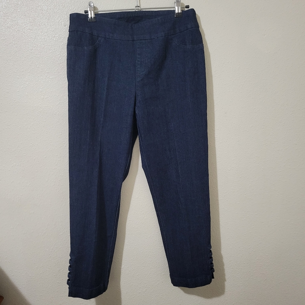 Soft Surroundings Capri Pull On Jeggings Lattice Detail Women's Size Medium